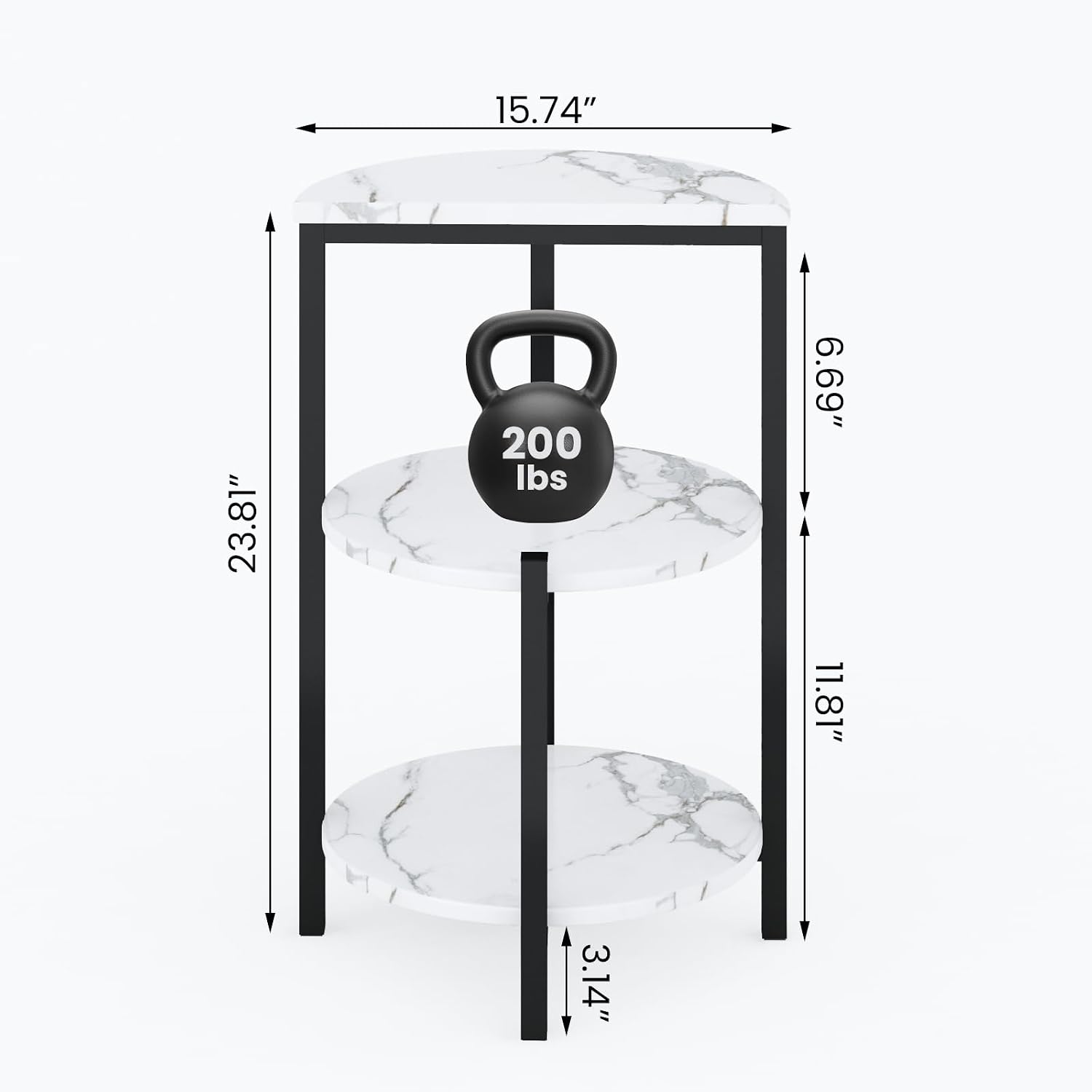 2‑Piece 3‑Tier Marble End Tables