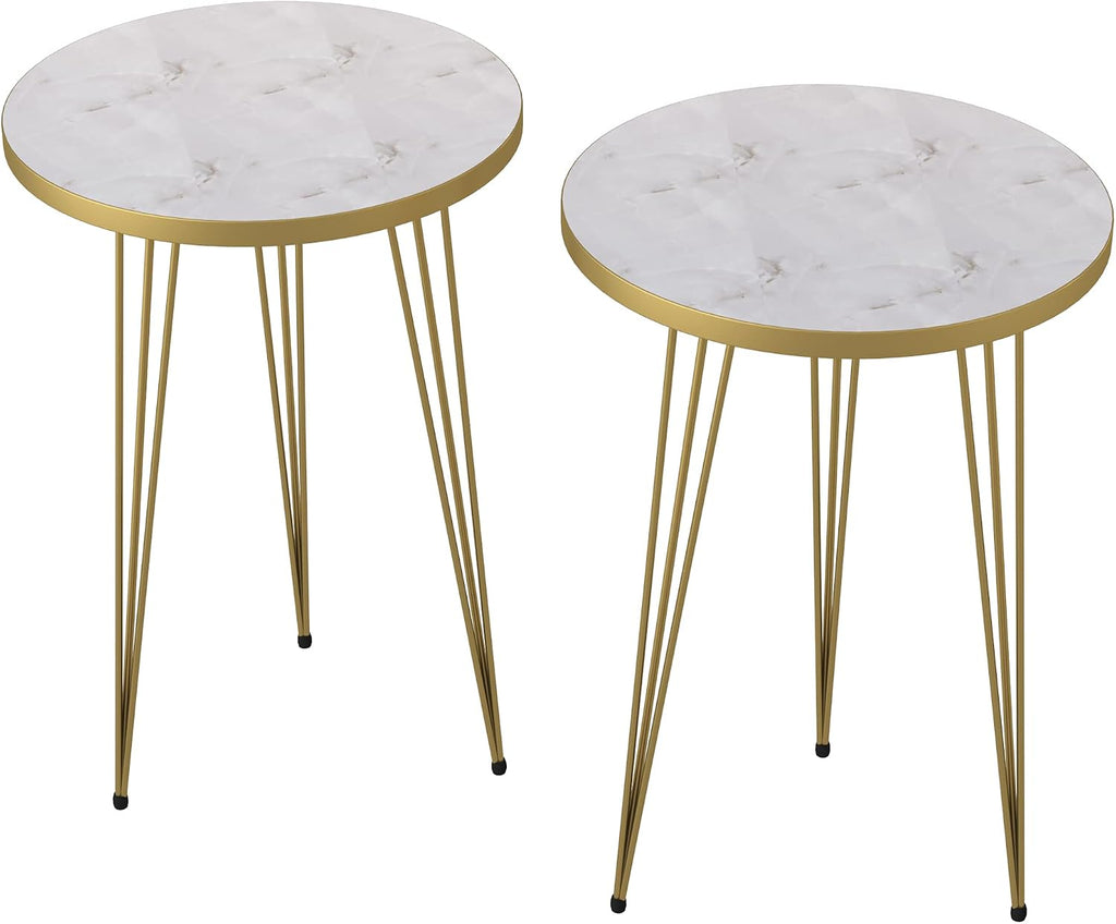2‑Piece Gloss Marble End Tables