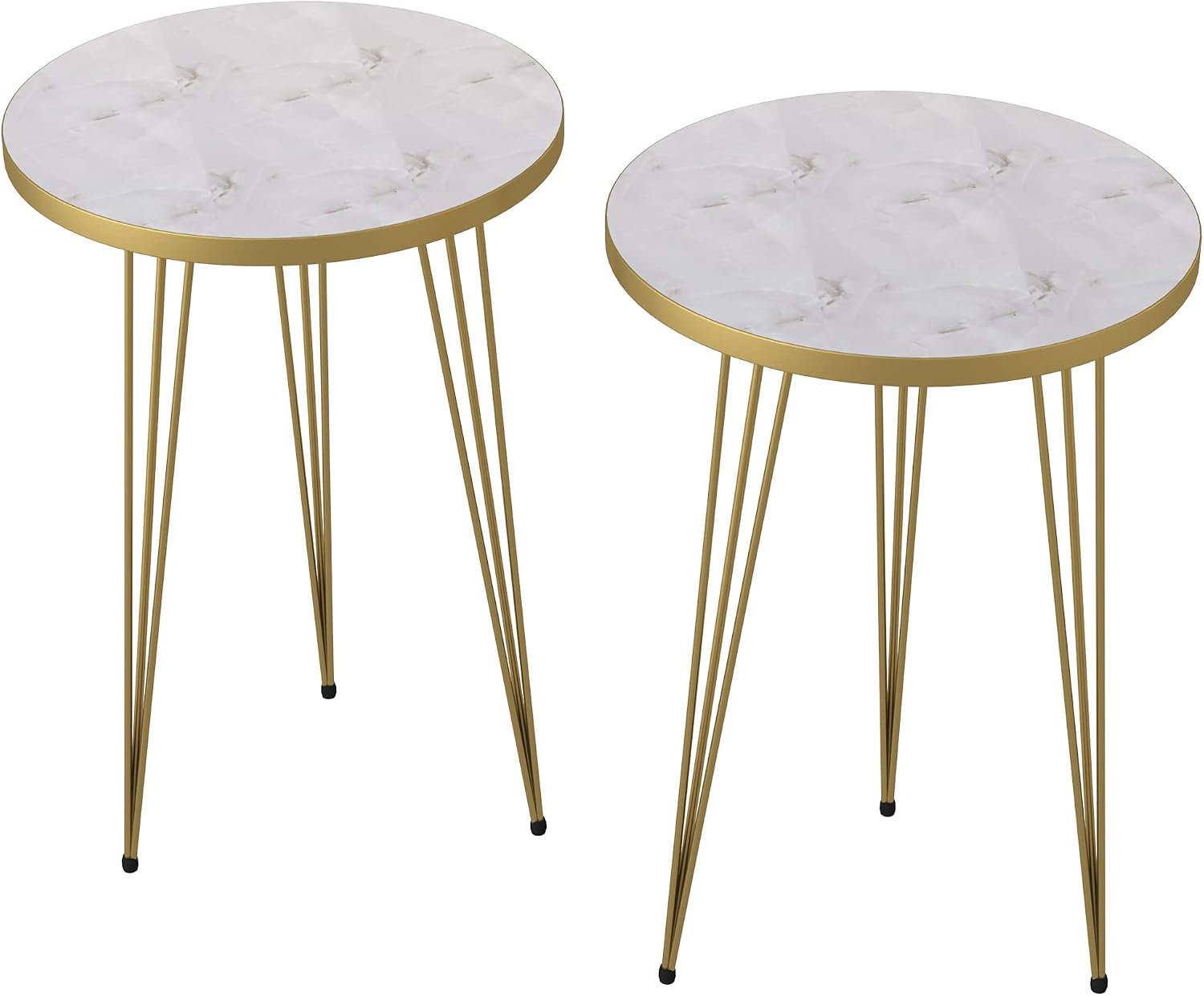 2‑Piece Gloss Marble End Tables