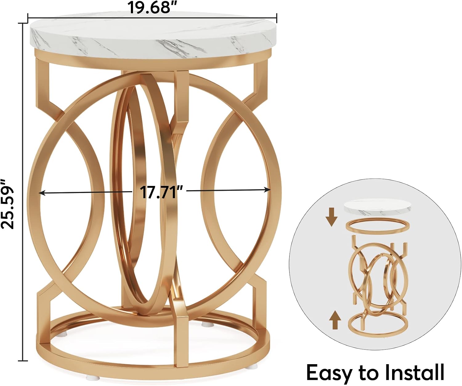 2‑Piece Faux Marble End Tables