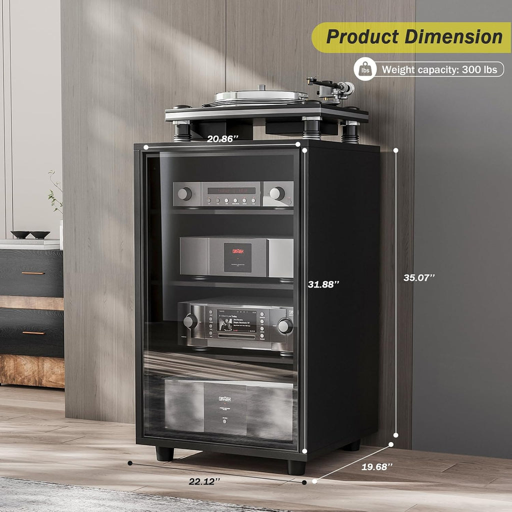 3‑Tier Black AV Media Cabinet