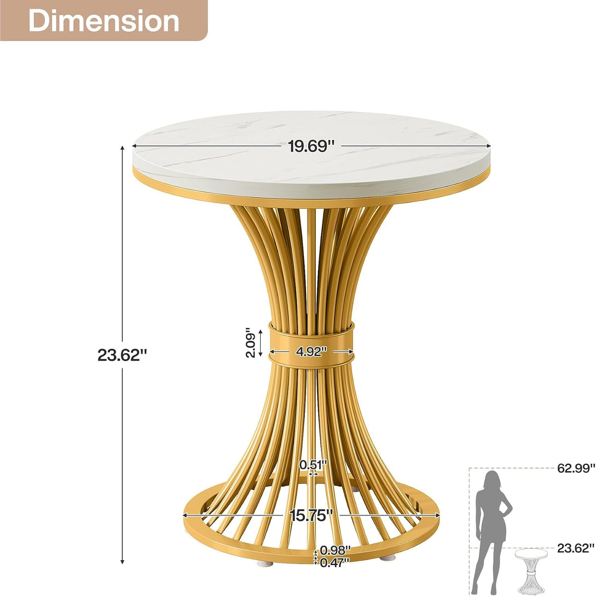 2‑Piece Gold Marble End Tables