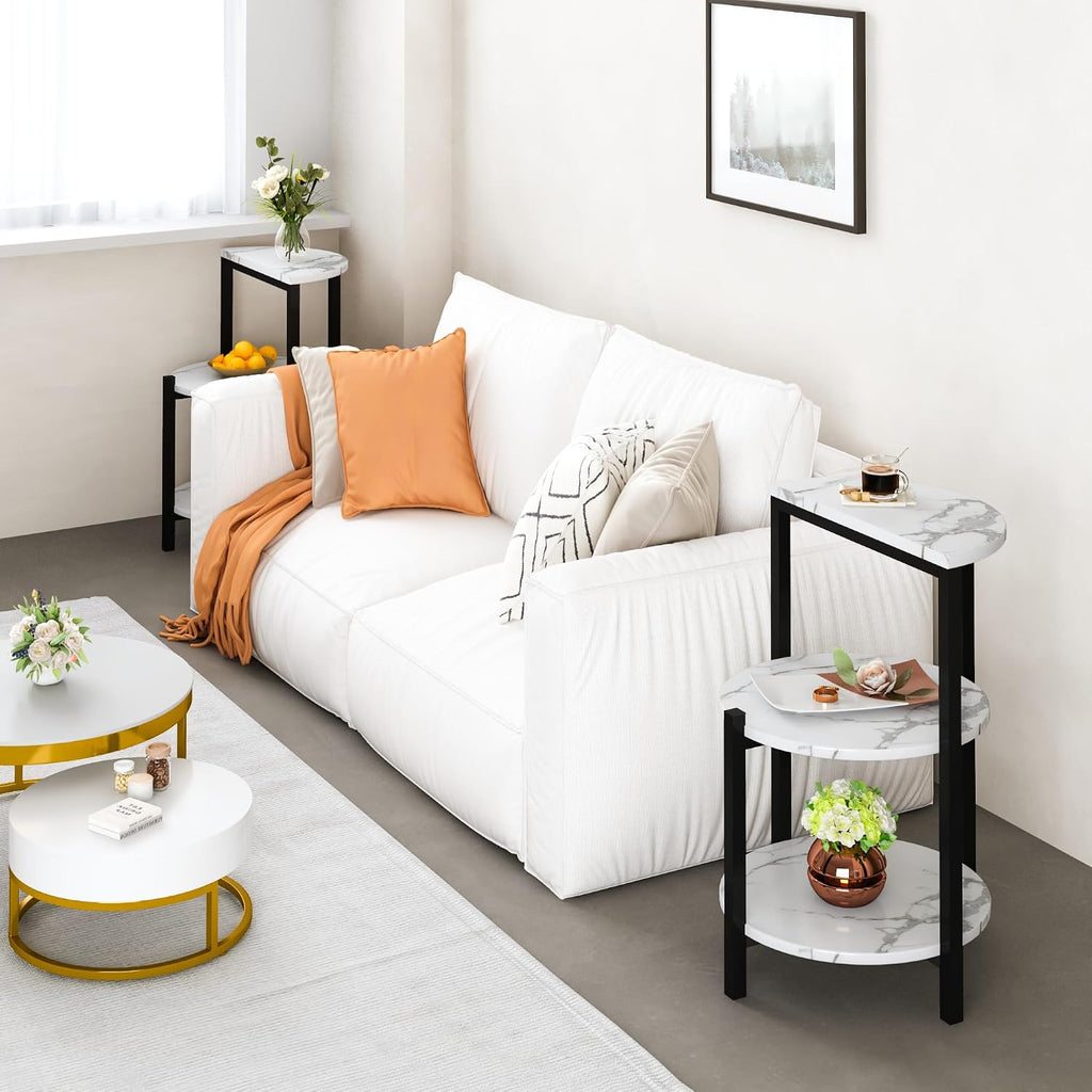 2‑Piece 3‑Tier Marble End Tables