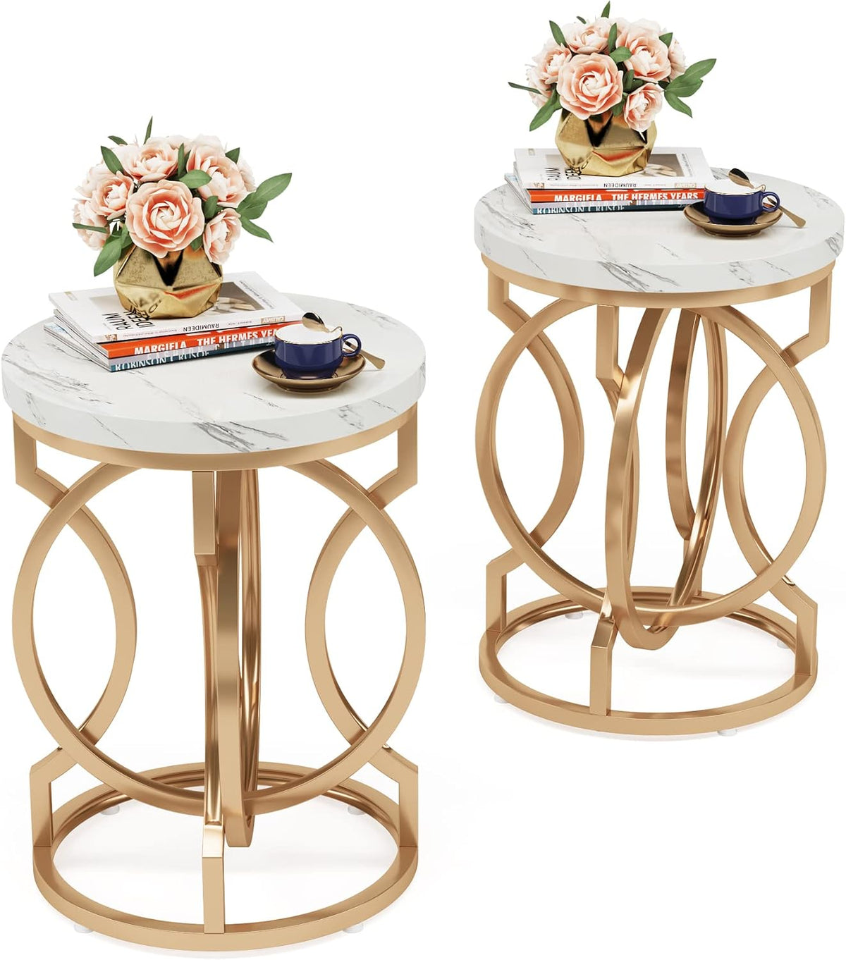 2‑Piece Faux Marble End Tables