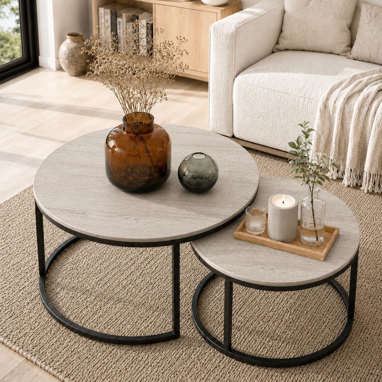 2‑Piece Wood‑Grain Nesting Tables