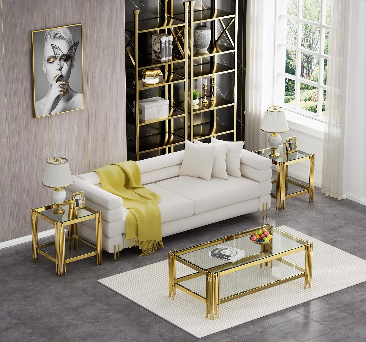 Glass Top 3‑Piece Coffee Table Set