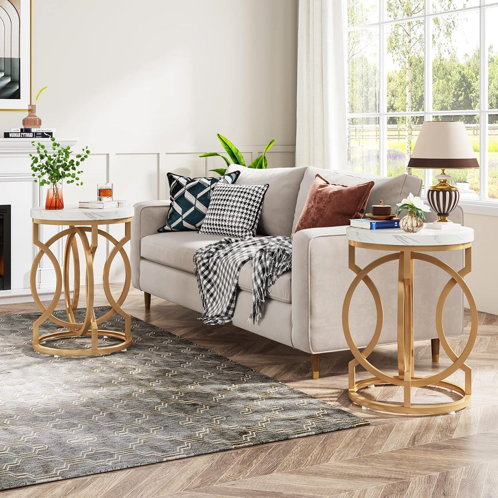 2‑Piece Faux Marble End Tables
