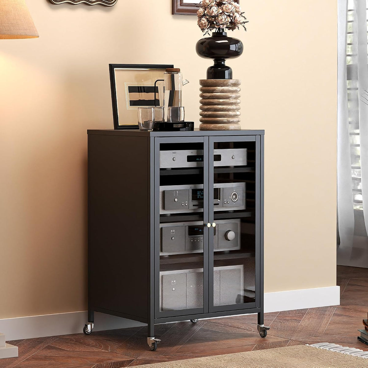4‑Tier Metal AV Media Cabinet