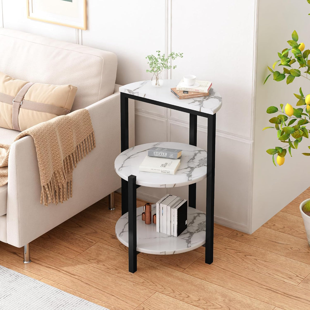 2‑Piece 3‑Tier Marble End Tables