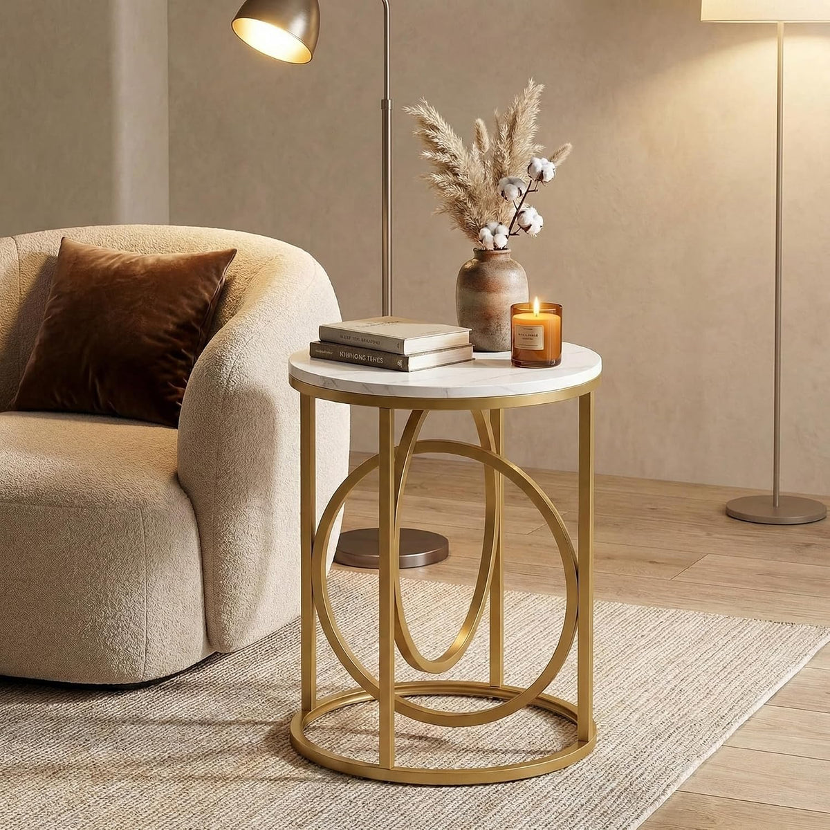 2‑Piece Gold Base End Tables