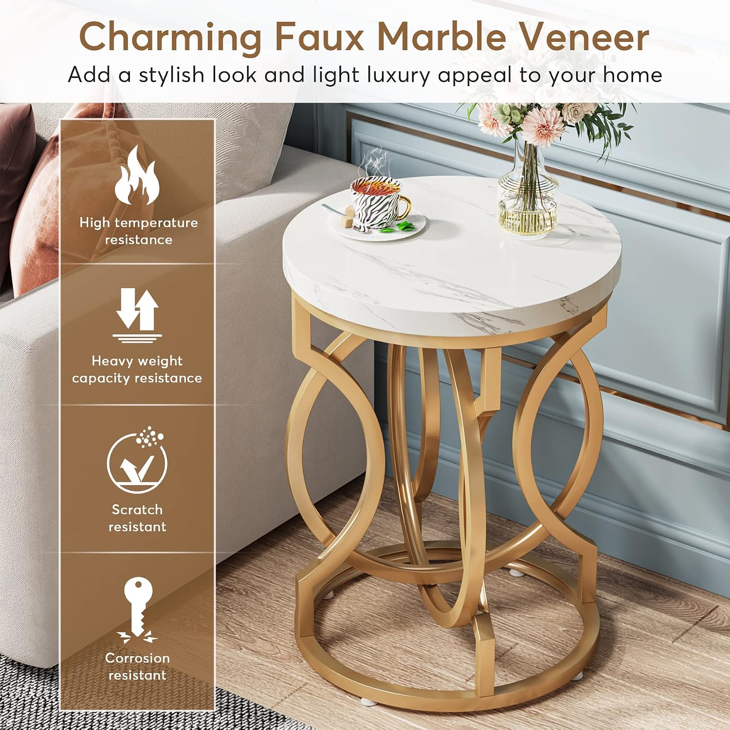 2‑Piece Faux Marble End Tables