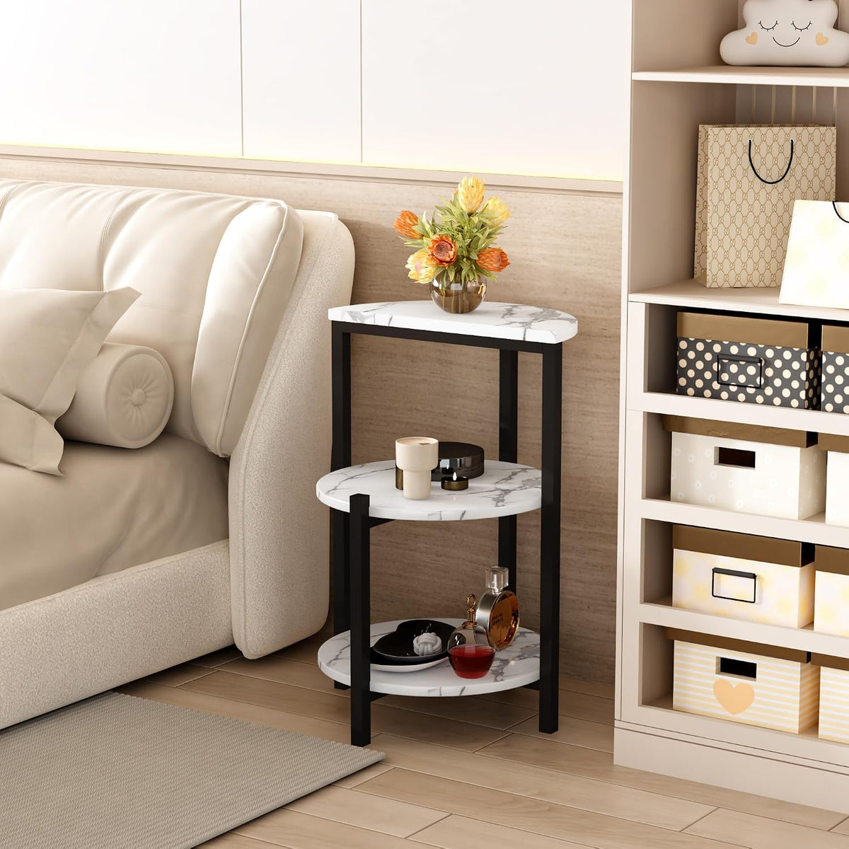 2‑Piece 3‑Tier Marble End Tables