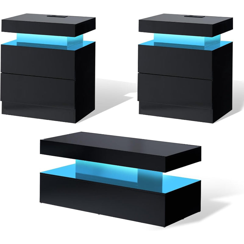 LED 3‑Piece Coffee Table Set